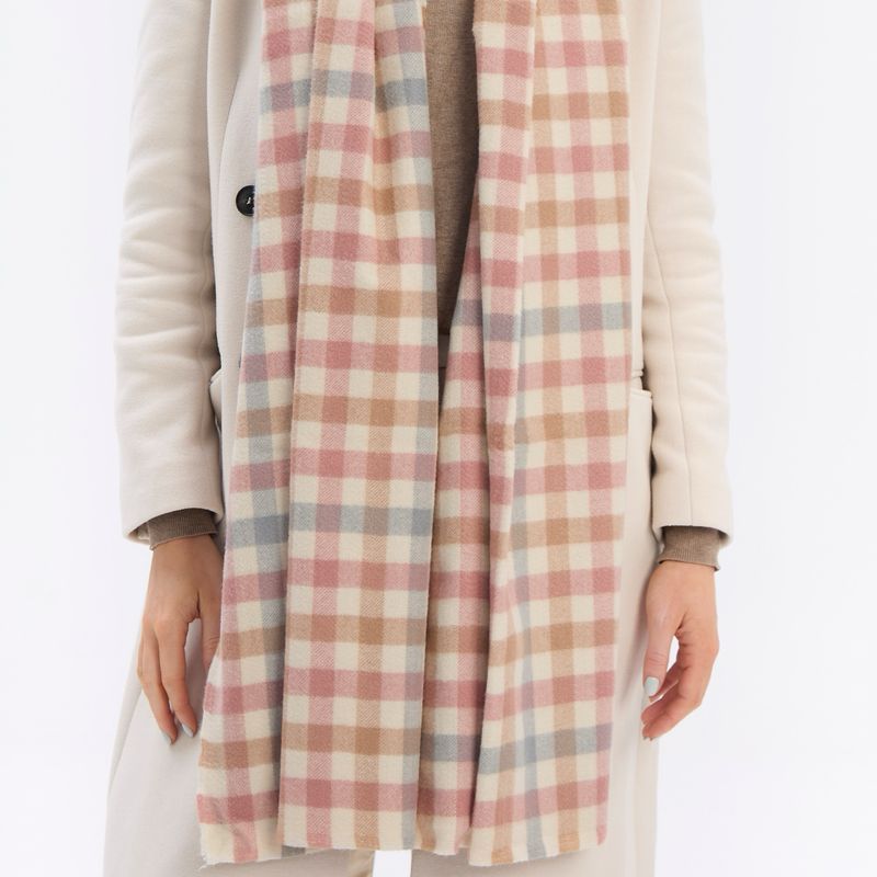 Medium Weight Check Scarf - Pink And Grey