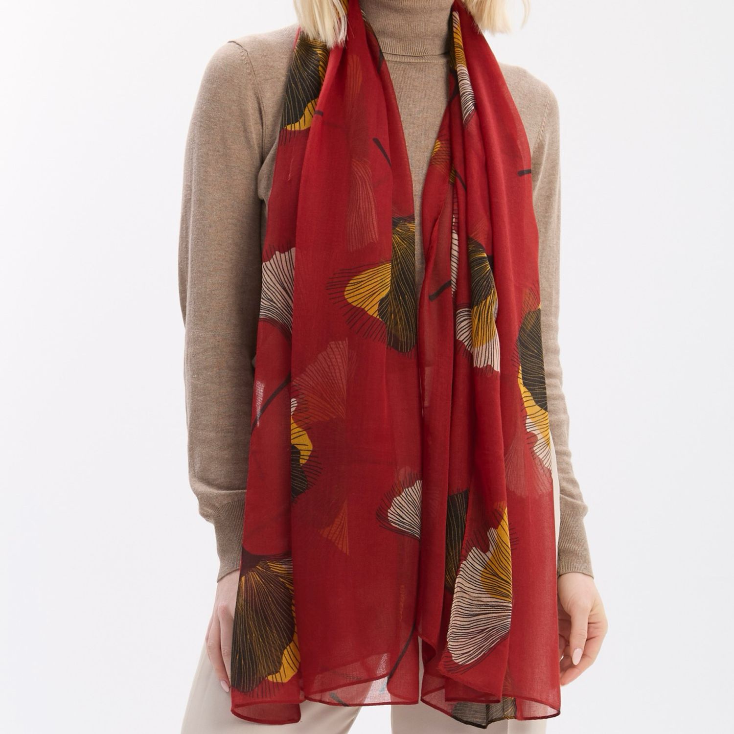 Poppy Design Scarf - Rust