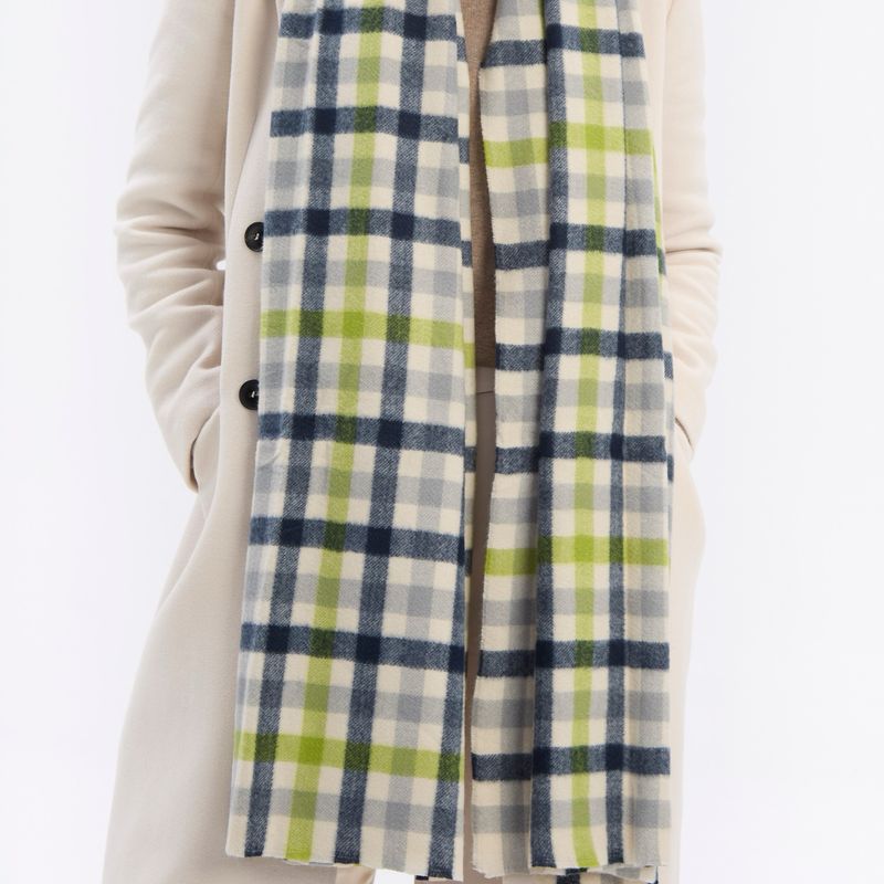 SPECIAL OFFER - Medium Weight Check Scarf - Green And Grey