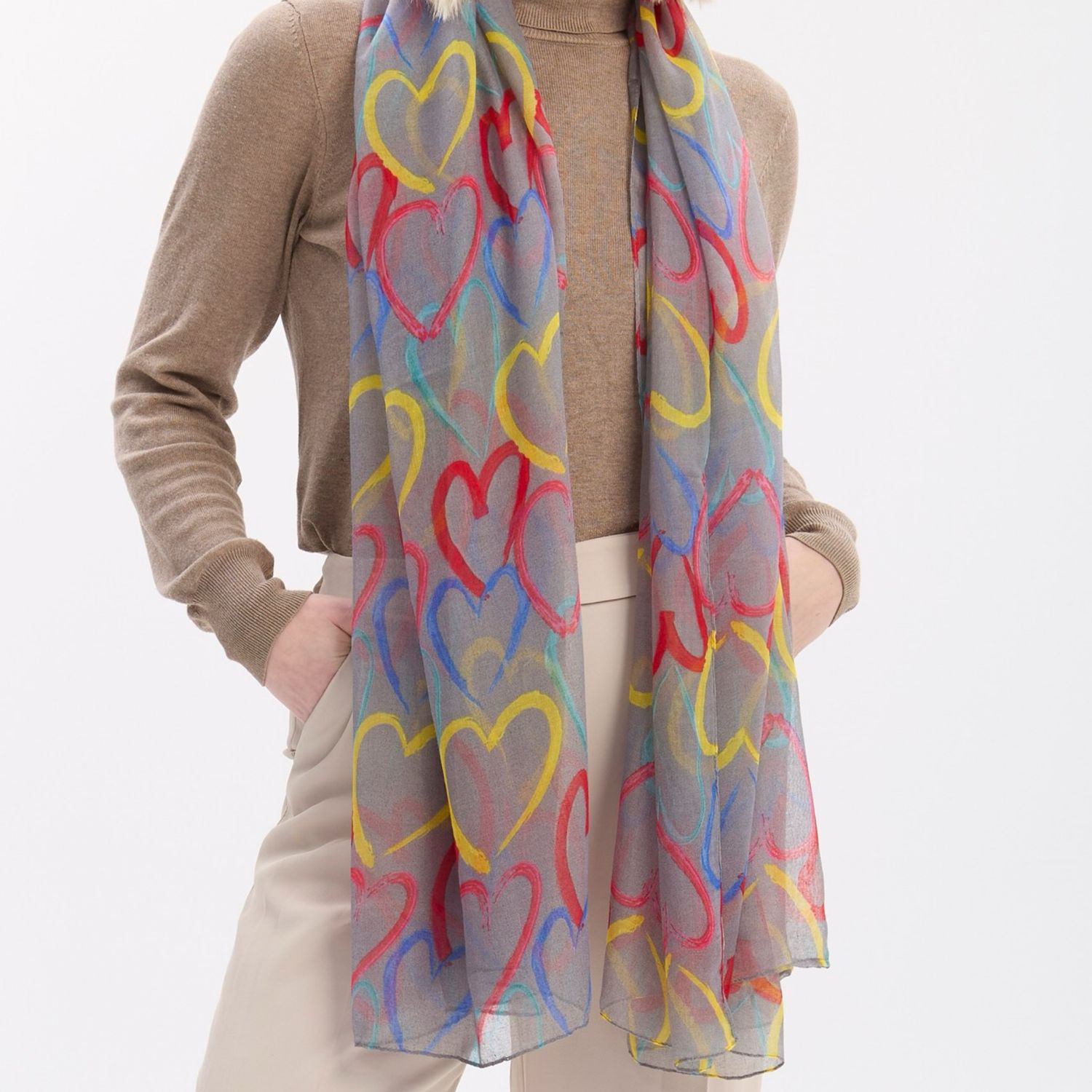 Heart Scarf - Grey