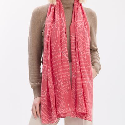 Leaf Outline Scarf - Red Leaf Outline Scarf - Red