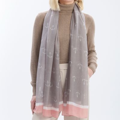 Anchor Scarf - Grey And Pink