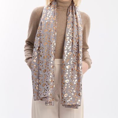 Foil Leopard Scarf - Silver