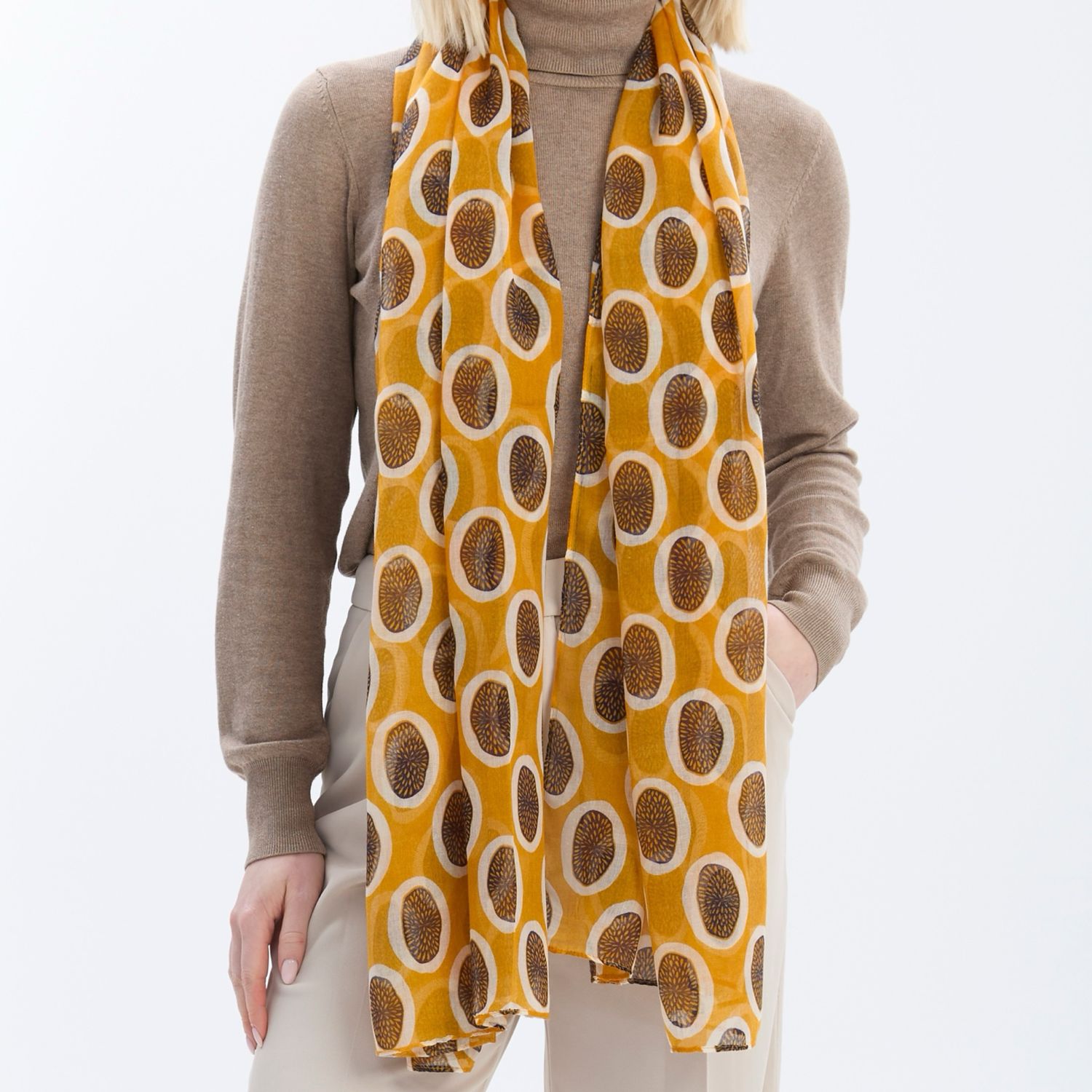 Retro Bloom Scarf - Mustard