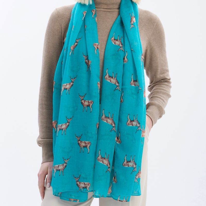 CHRISTMAS SPECIAL Stag Scarf - Turquoise