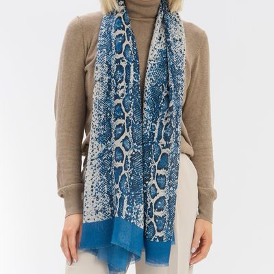 Leopard Scarf - Blue