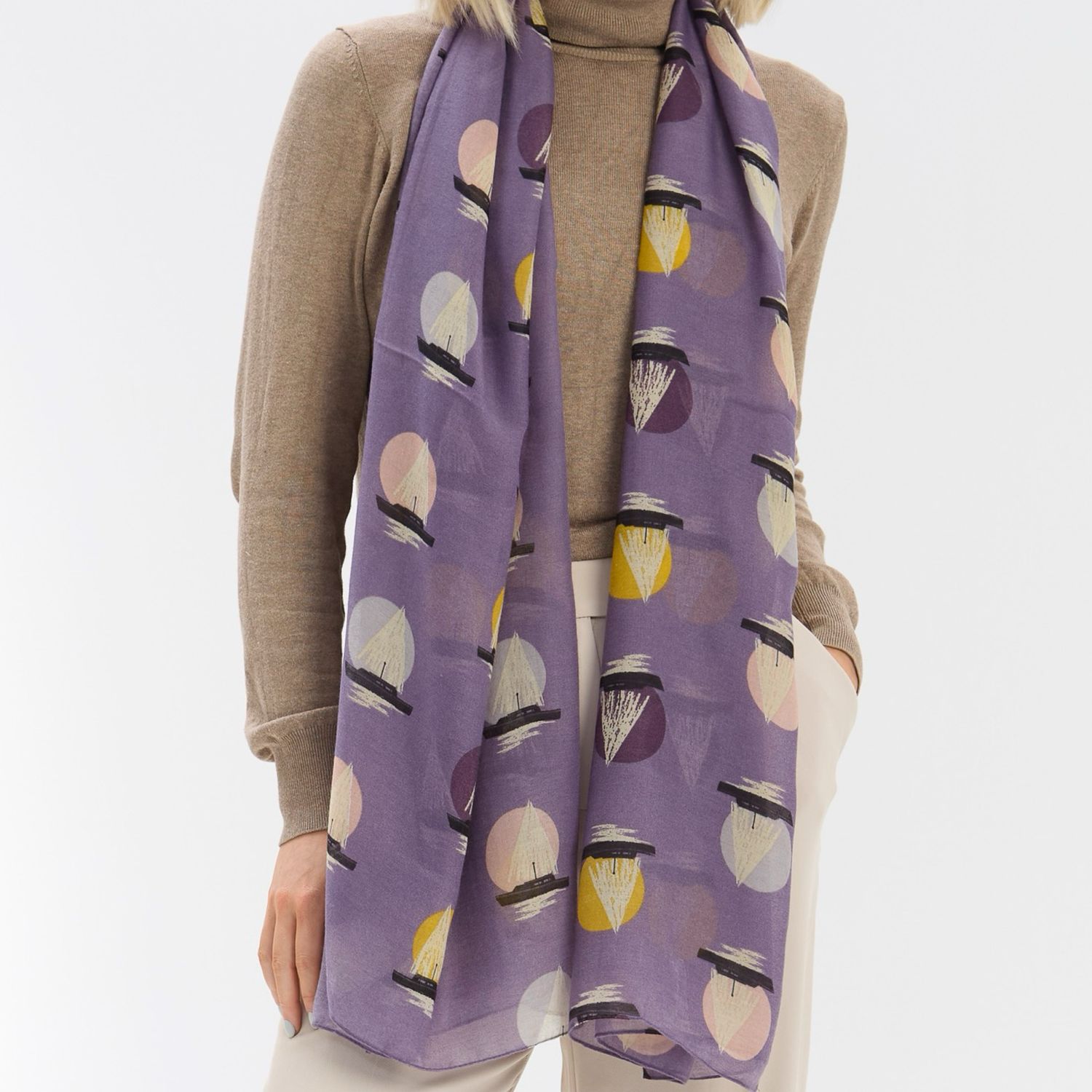 Boats Scarf - Purple