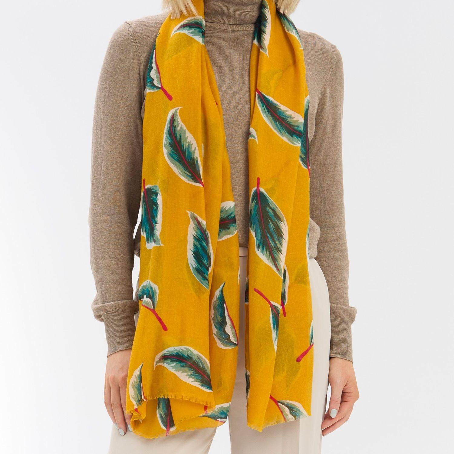 SPECIAL OFFER Tropical Leaves Scarf - Mustard