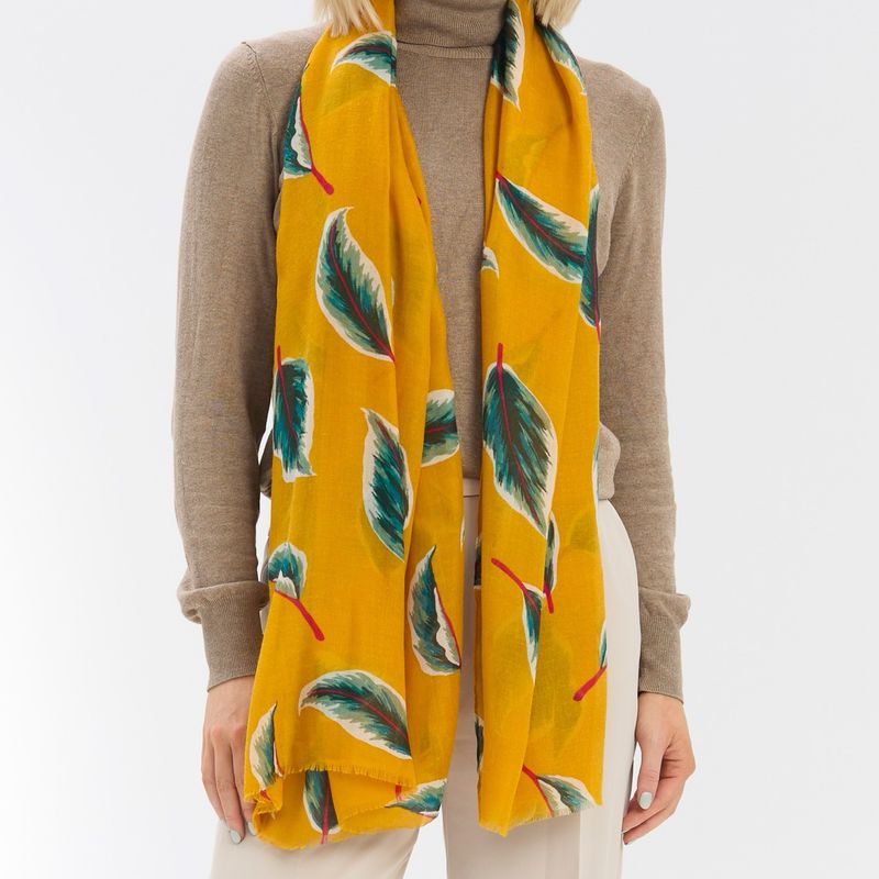 SPECIAL OFFER Tropical Leaves Scarf - Mustard
