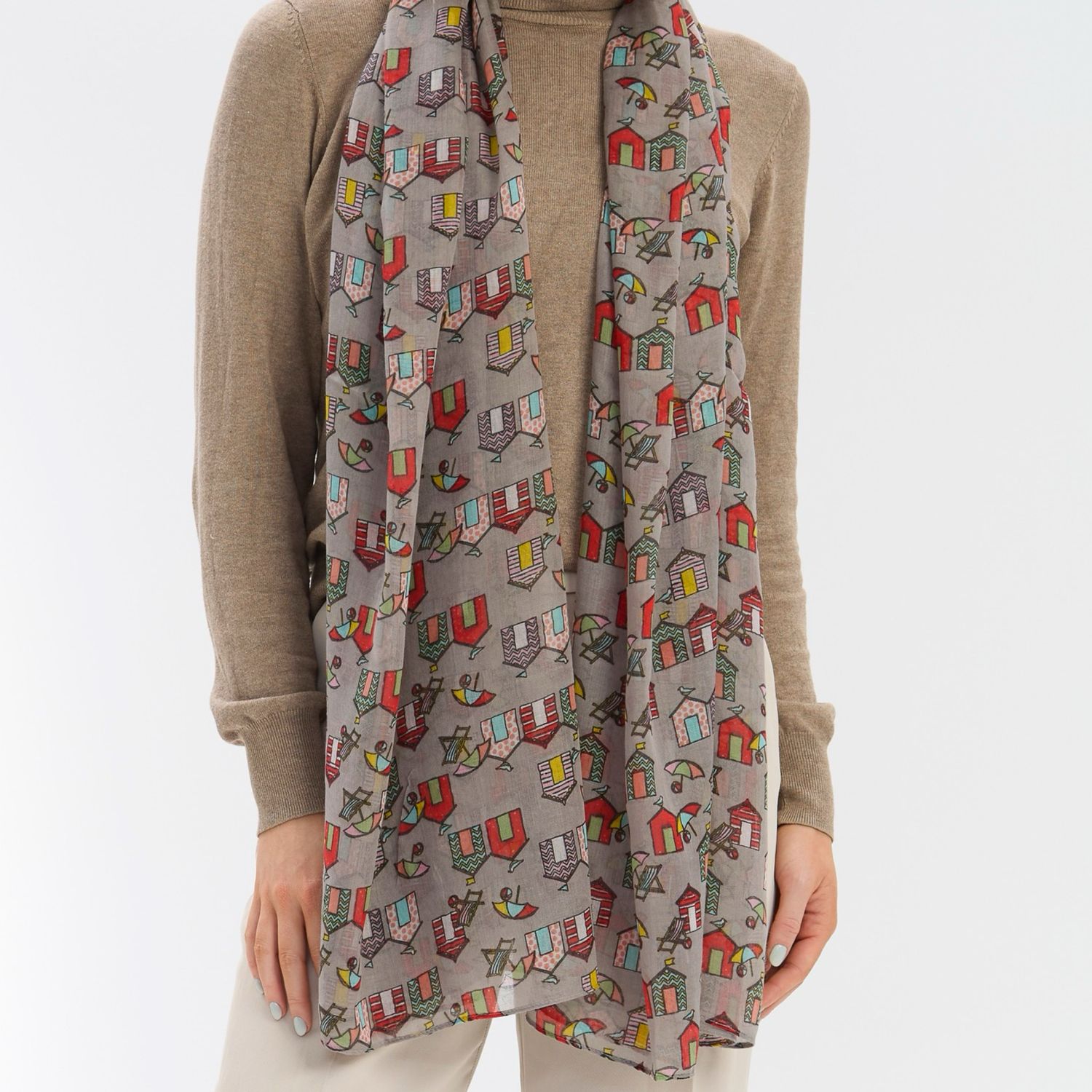 Beach Hut Scarf - Grey