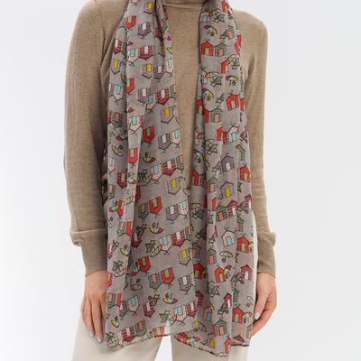 Beach Hut Scarf - Grey