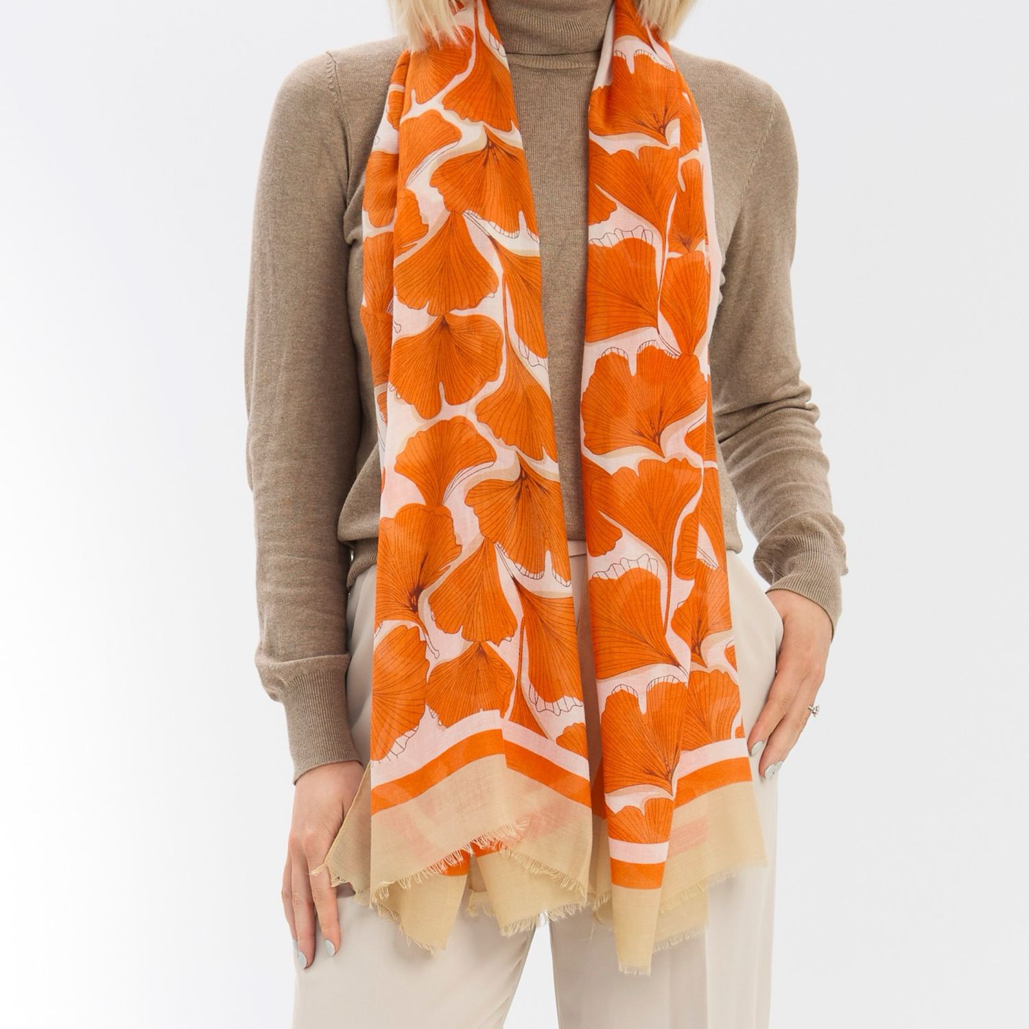 Summer Ginkgo Scarf - Orange