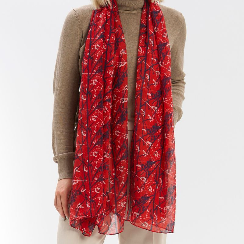 SCARF OF THE MONTH - Berry Branch Scarf - Red