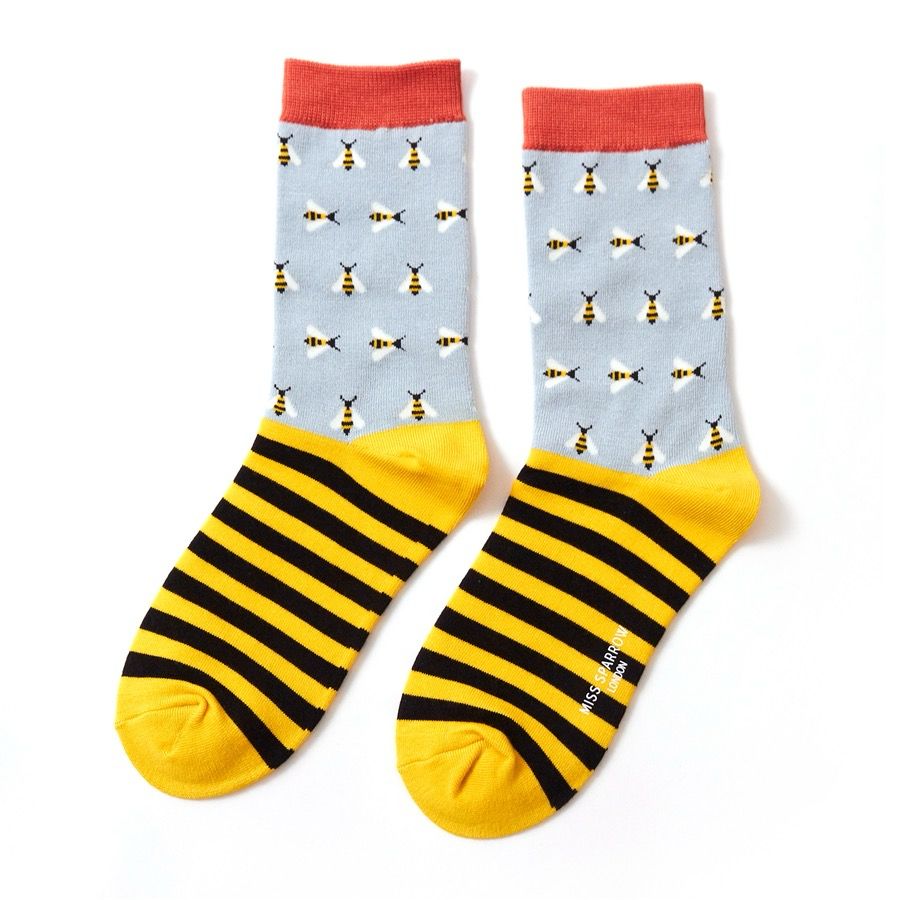 Busy Bee Bamboo Socks - Duck Egg