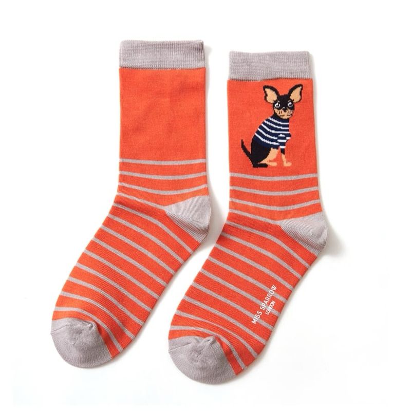 Chihuahua Bamboo Socks - Orange