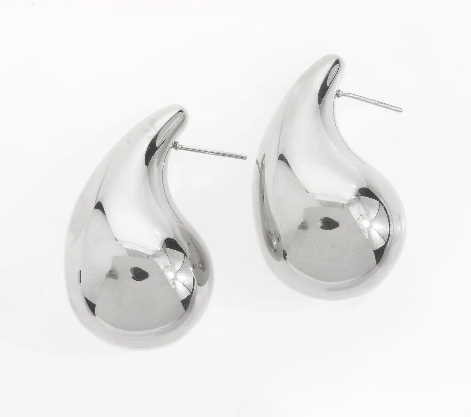 Large Teardrop Earrings - Silver