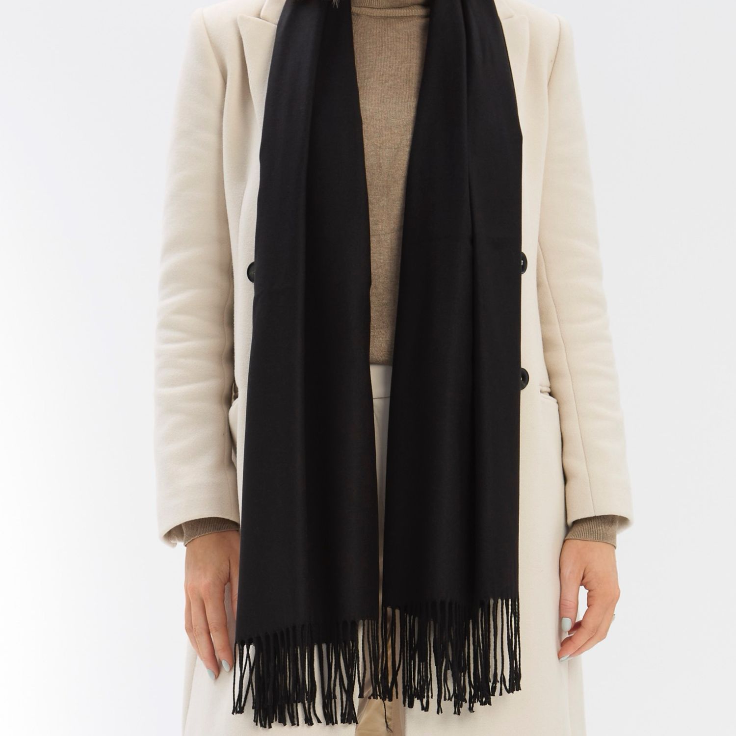 Medium Weight Plain Scarf - Black