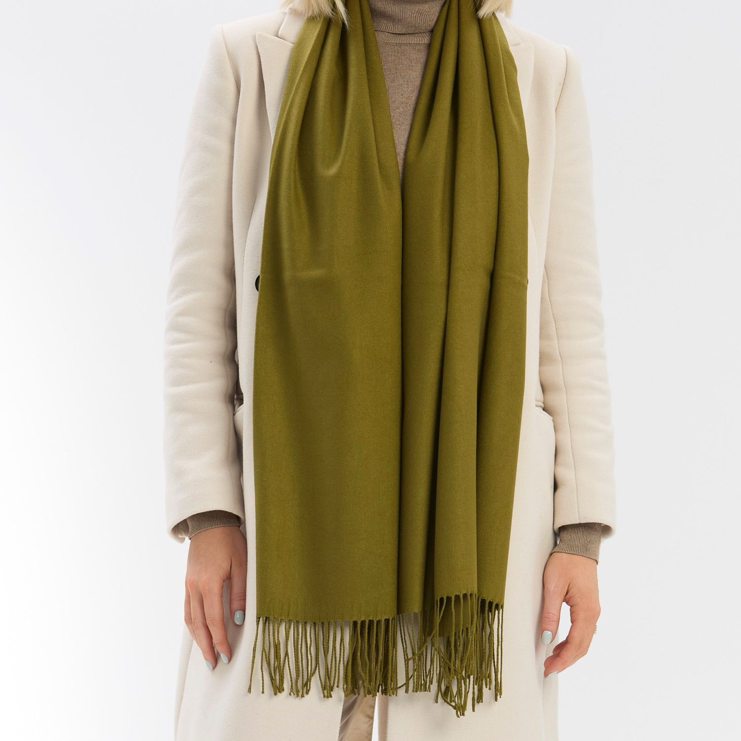Medium Weight Plain Scarf - Olive