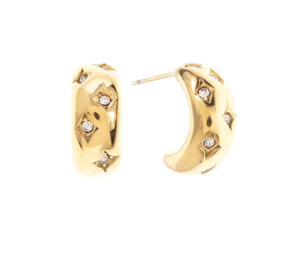 Diamanté Detail Hoop - Gold