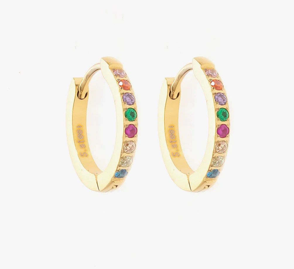 Multicoloured Hoops - Gold