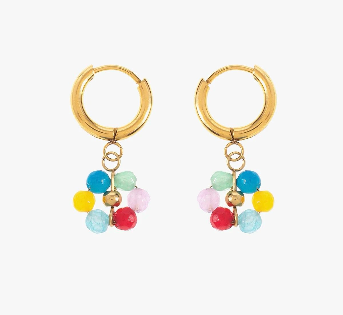 Flower Huggie Hoop Earrings - Multi