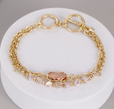 Gold And Pink Layered Bracelet