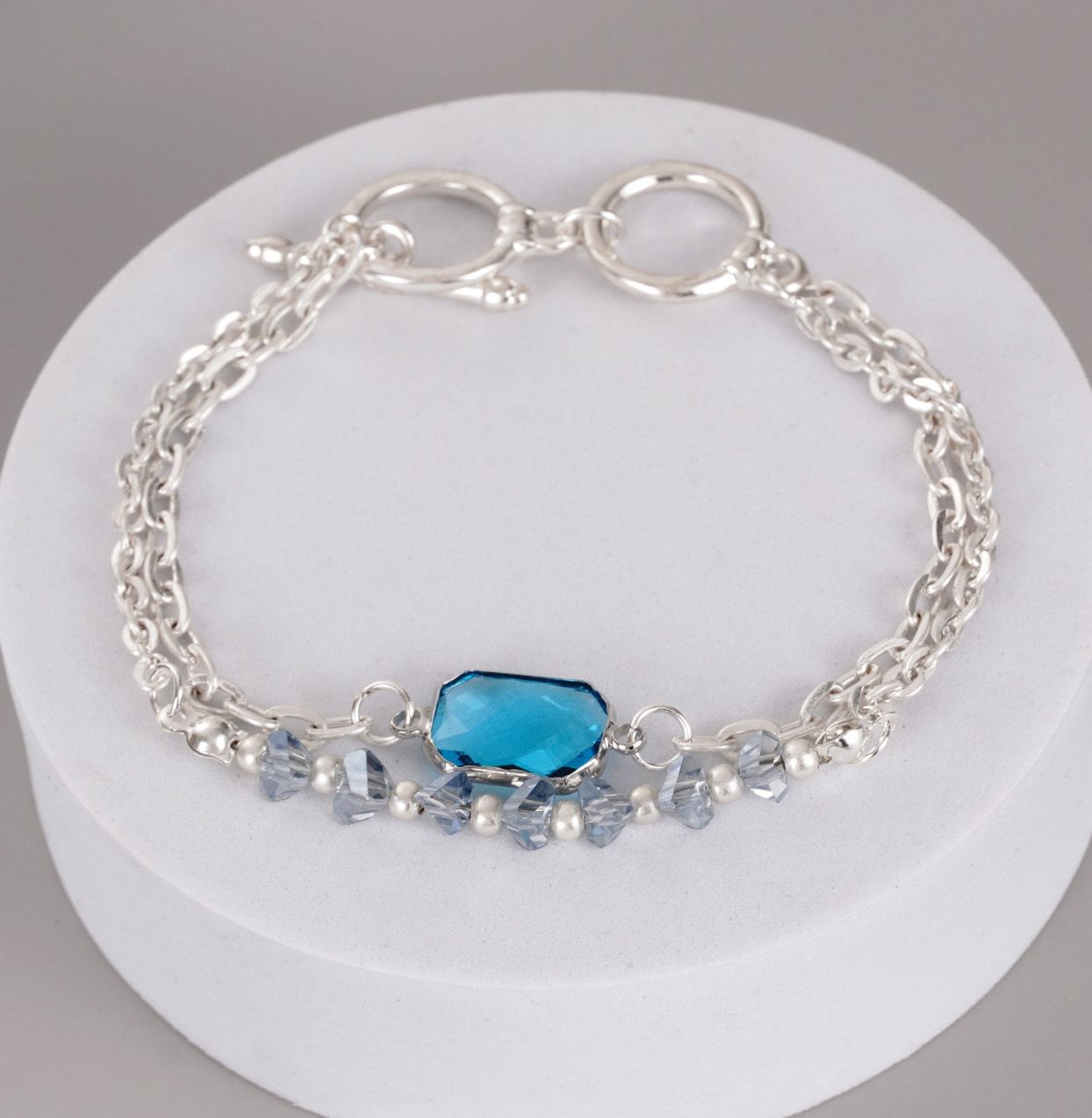 Silver And Blue Layered Bracelet