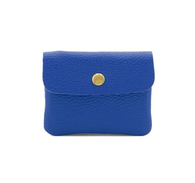 Leather Button Purse - Blue