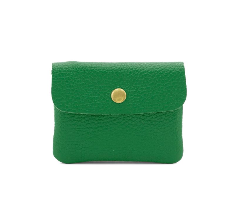 Leather Button Purse - Green