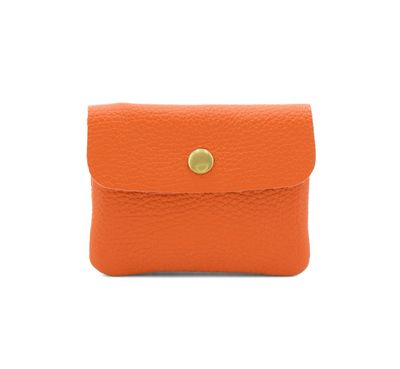 Leather Button Purse - Orange