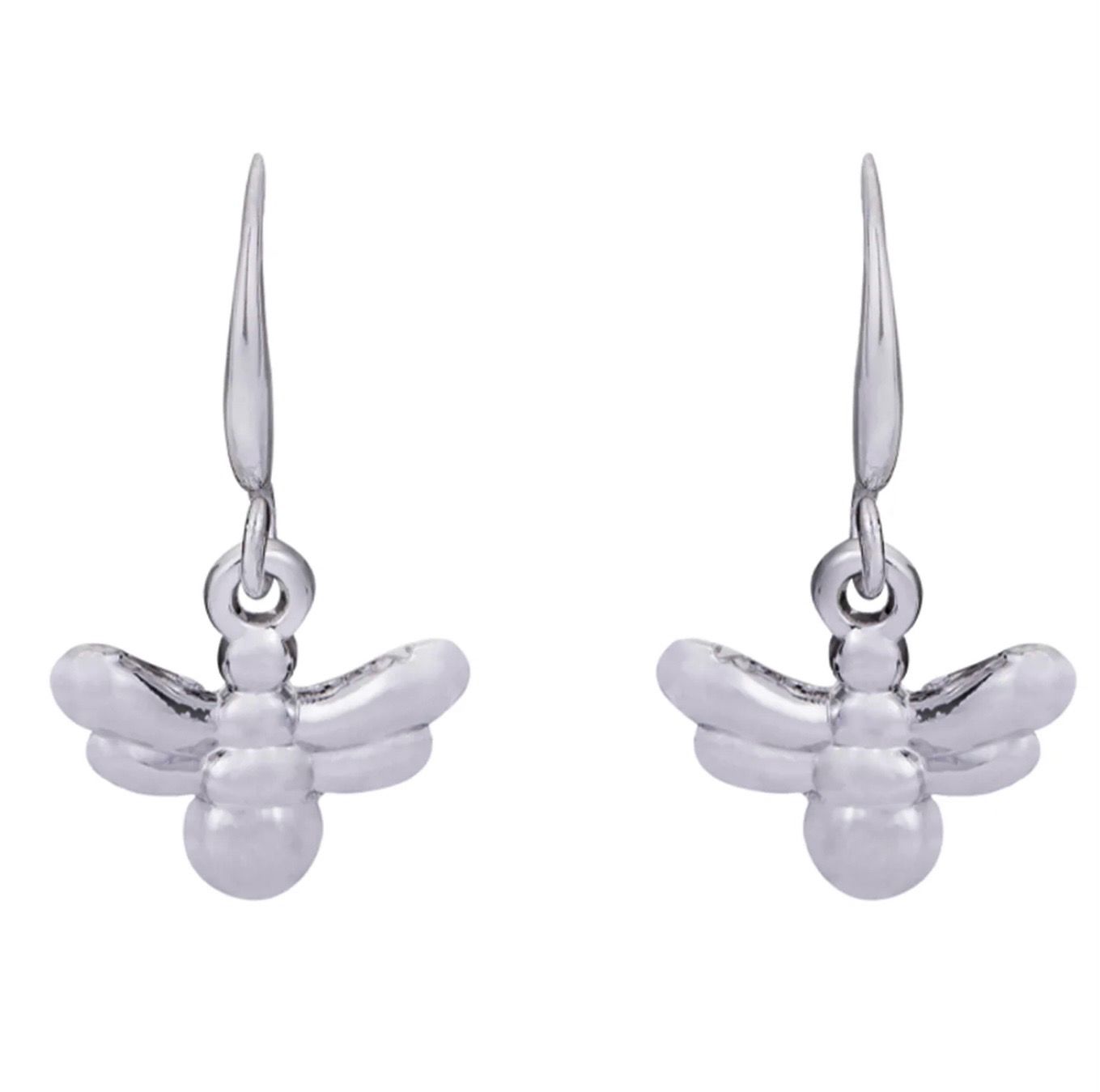 Bee Drop Earrings - Silver