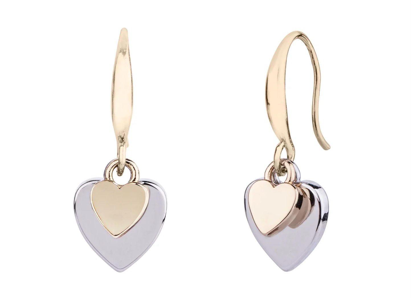 Heart Drop Earrings - Gold &amp; Silver