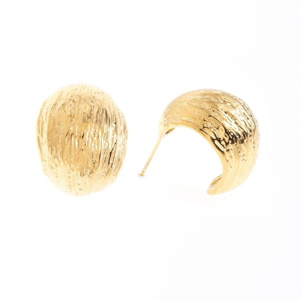 Textured Metal Gold Earrings
