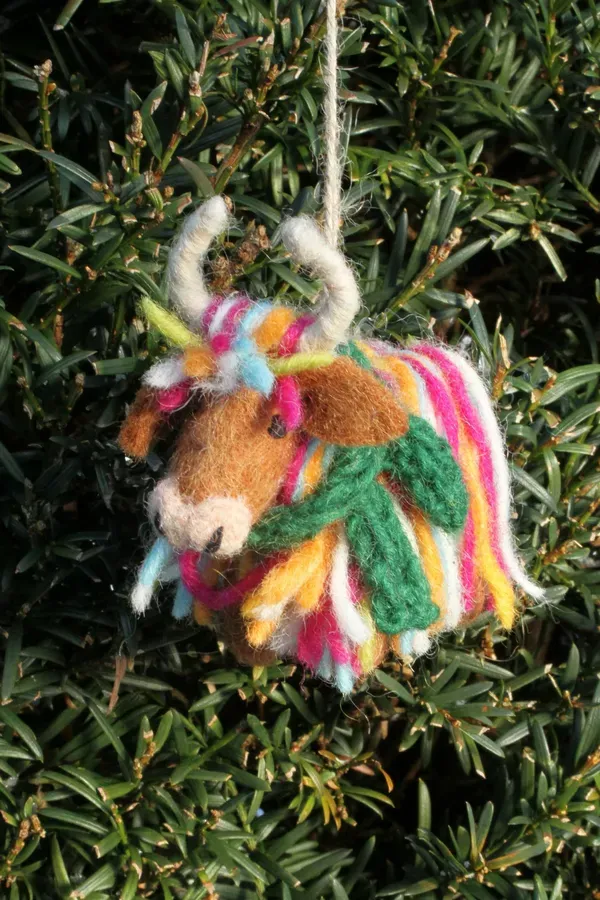 Hughie Highland Cow Wool Hanging Decoration