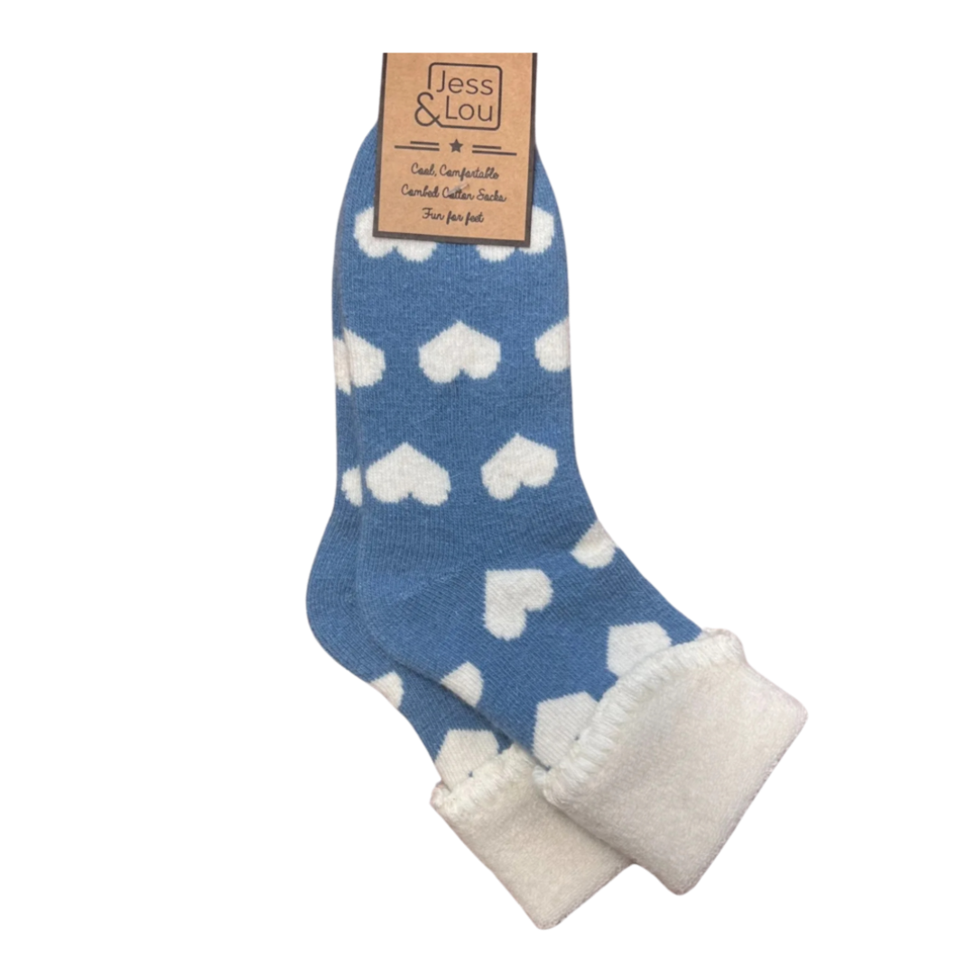 Blue Heart Cosy Cuff Socks