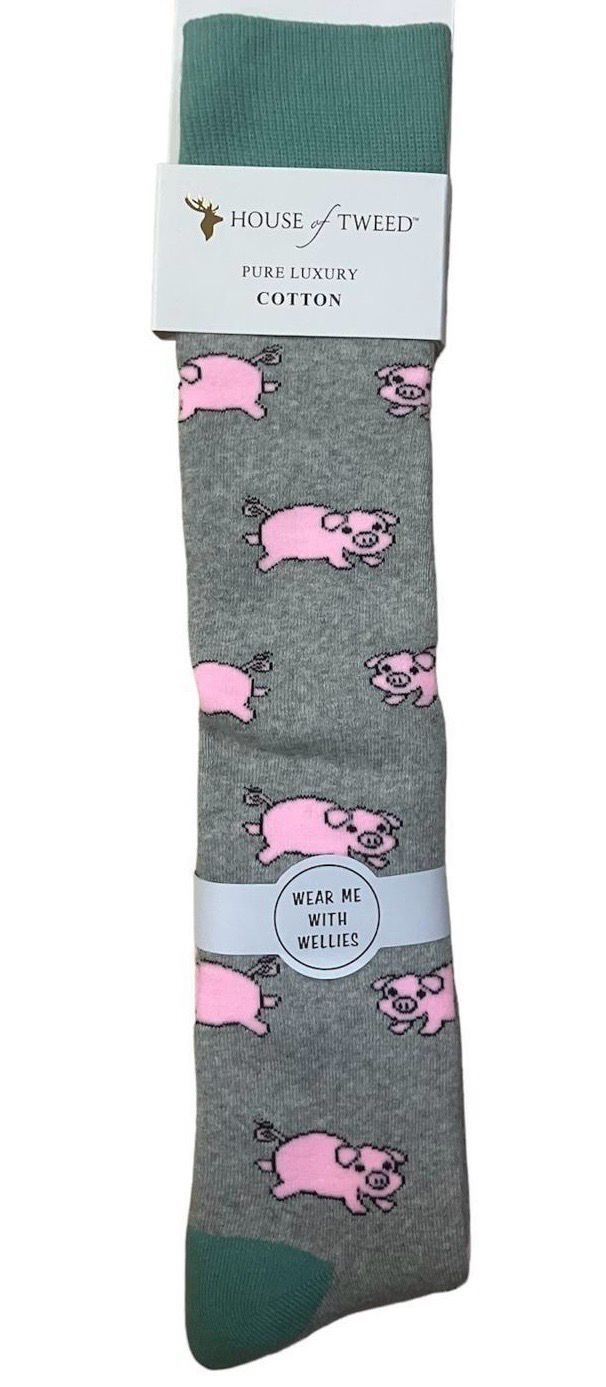 Pig Welly Socks- Grey