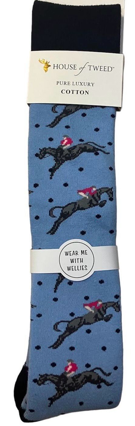 Horse Welly Socks - Blue
