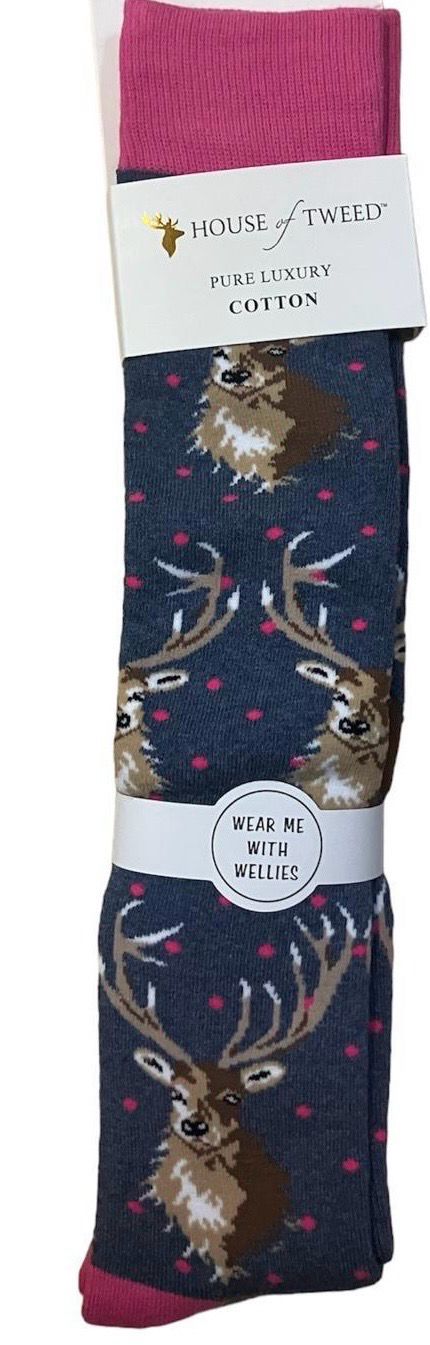 Stag Welly Socks - Navy