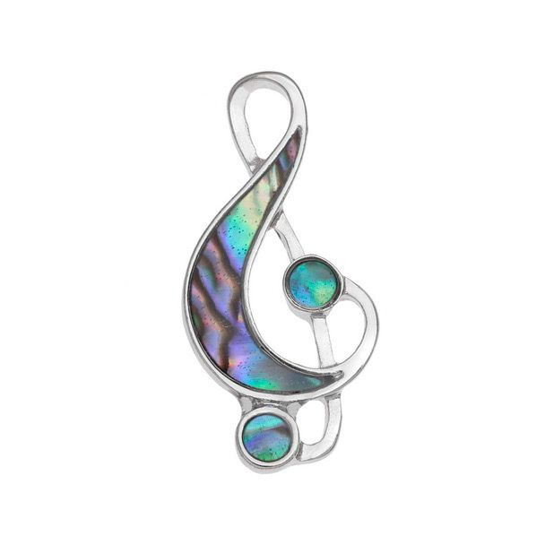 Music Note Paua Shell Pin Badge