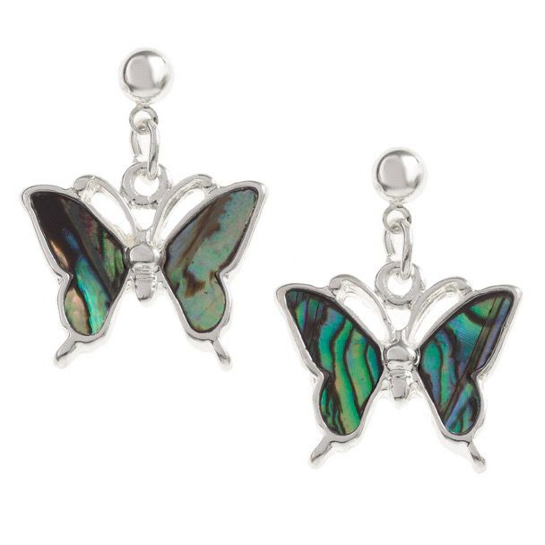 Butterfly Paua Shell Stud Earrings