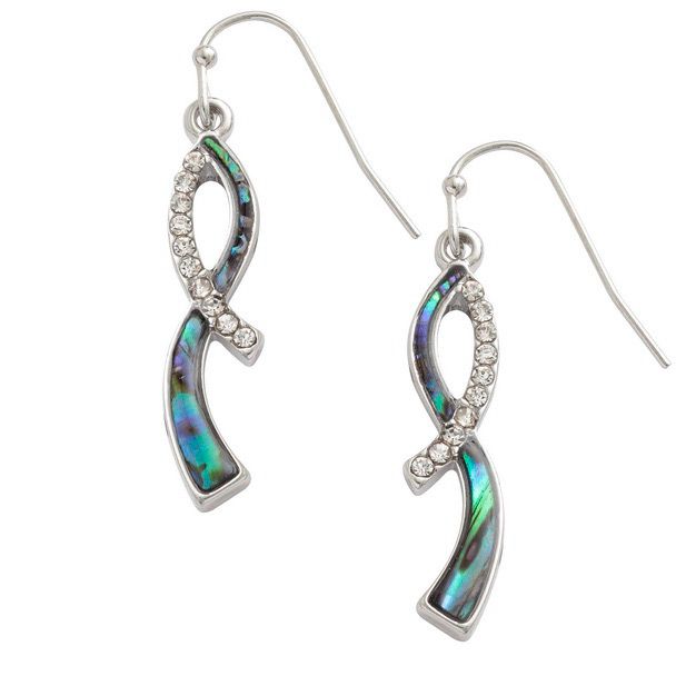 Diamanté Ribbon Paua Shell Earrings