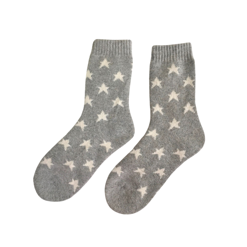 Star Wool Blend Socks - Grey