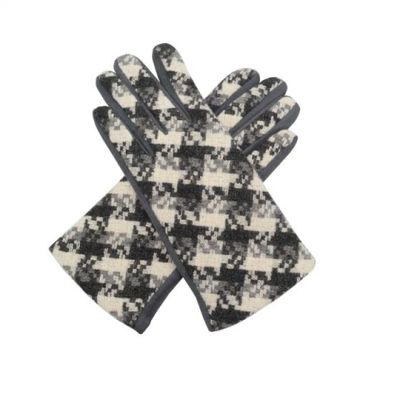 Check Gloves - Grey, Black And White