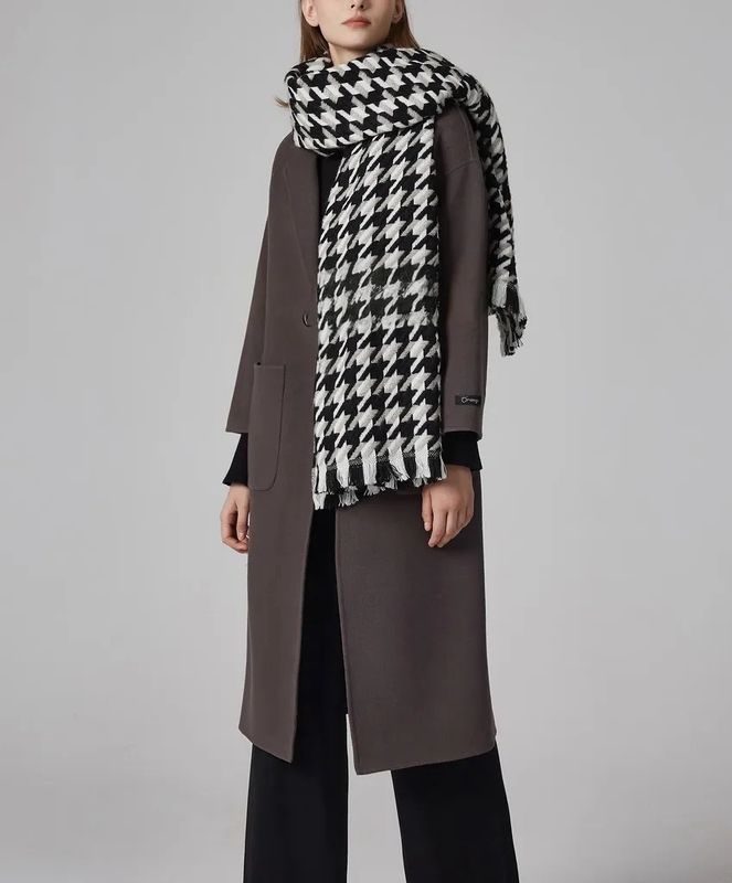 Medium Weight Black And White Check Scarf