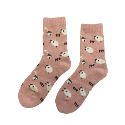 Sheep Wool Blend Socks - Pink