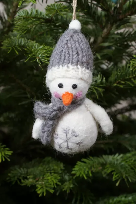 Mrs Snow Wool Hanging Decoration