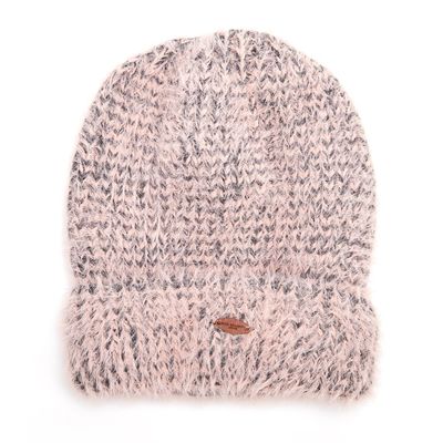 Cozy Beanie Hat - Pink And Grey Tones