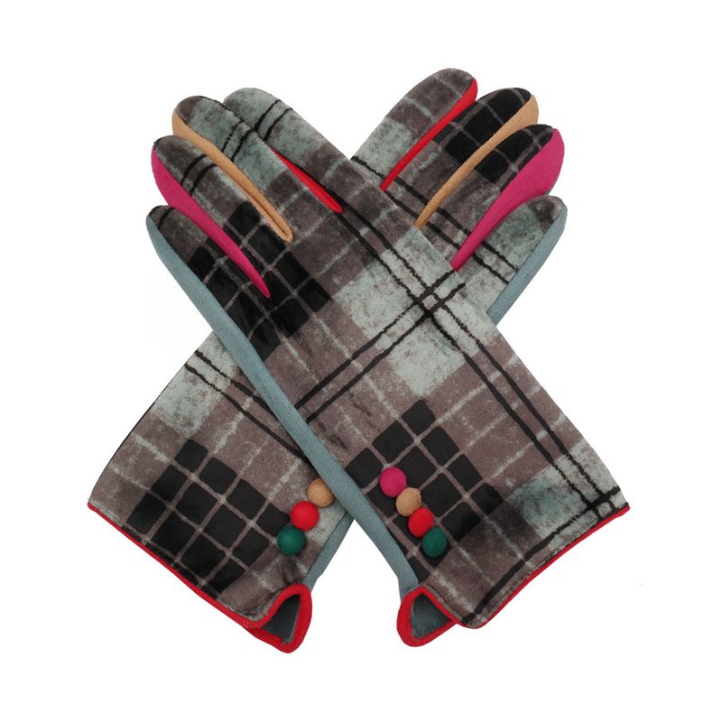 Multi Button Duck Egg Check Gloves