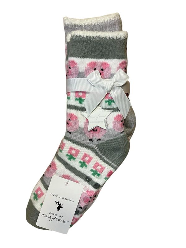 Luxury Twin Pack Slipper Socks - Pigs