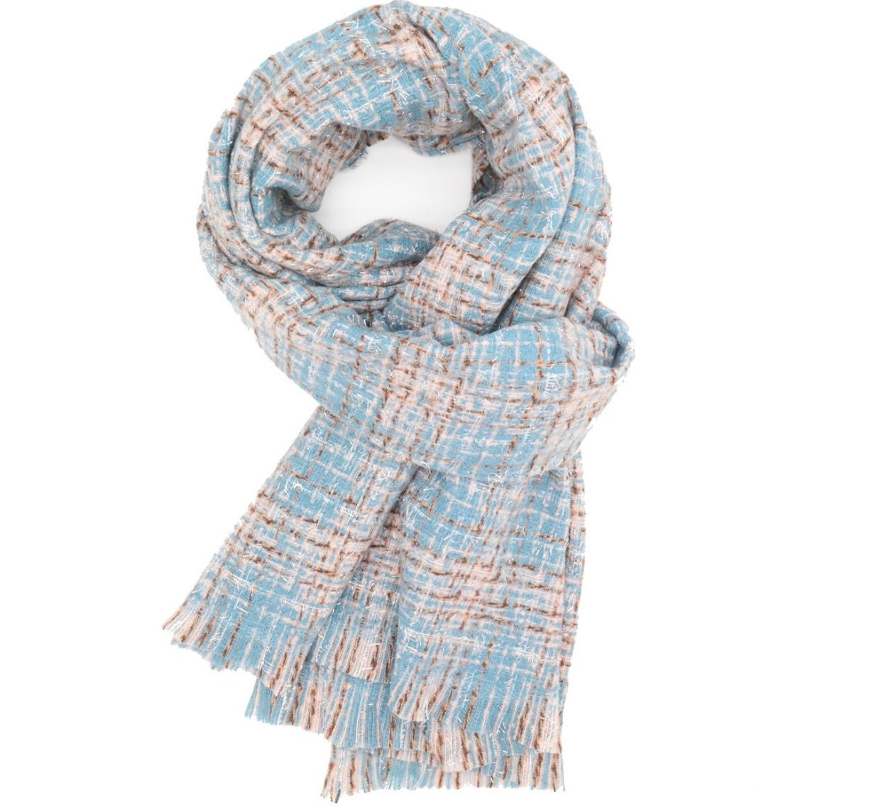 Blue Brown Check Scarf
